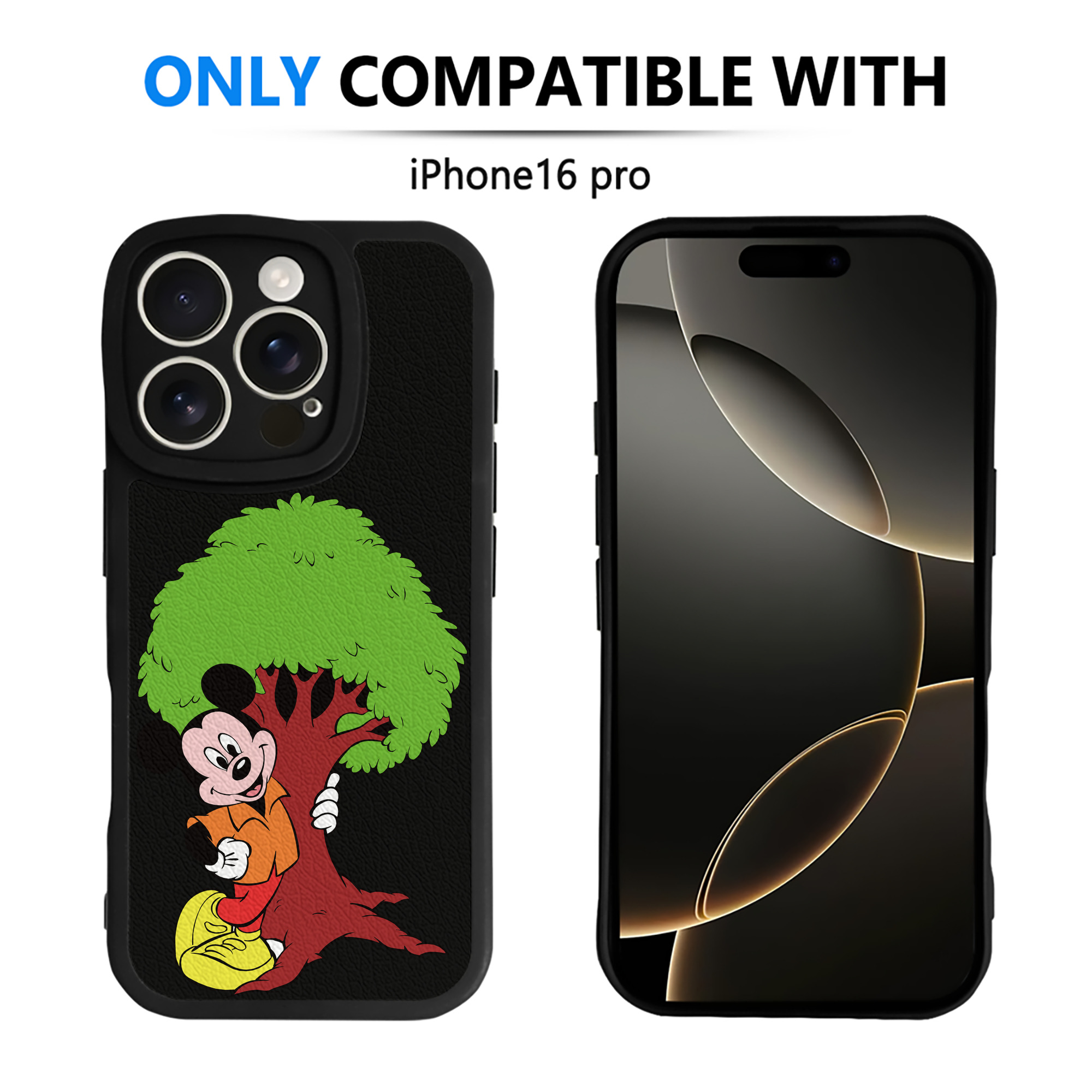 （画像用） ミッキーマウス Mickey Mouse 【iPhone 16シリーズ対応】シリコンスマホケース（レザー調） 材質：シリコン